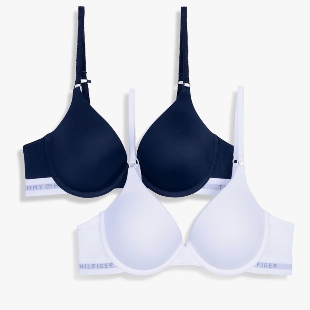 Tommy Hilfiger Women's Micro Push Up Bra 2-Pack Black & White 34C